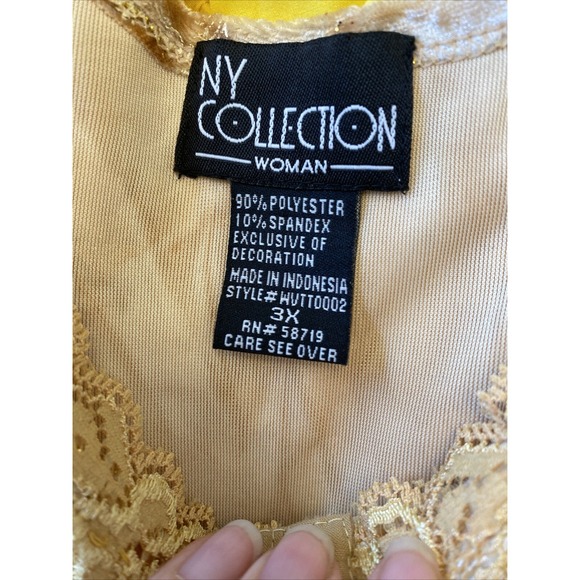 NY Collection Women's Y2K Velour Glitter Lace Babydoll Tank size 3X Fairy Velvet - Picture 9 of 9